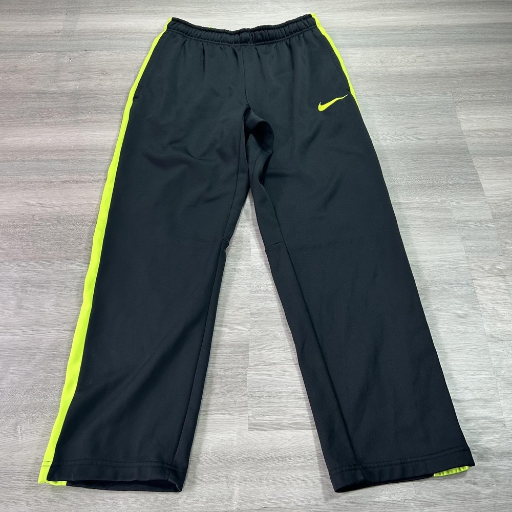 Nike Therma-FIT Track Pants‎ Mens Medium Black Fleece Stripe Athletic 646676-011